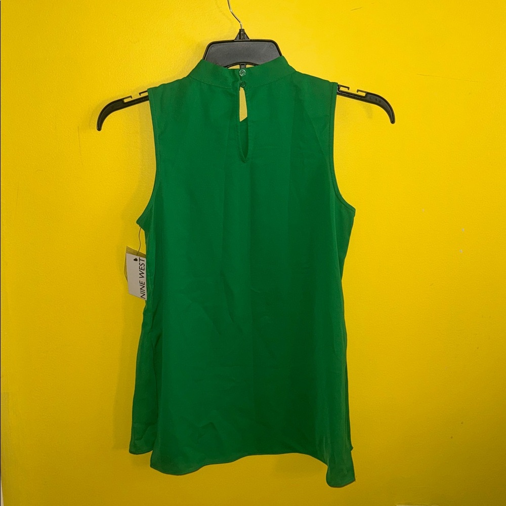 Nine West Vibrant Green Sleeveless Mock Neck Top - Picture 7 of 7